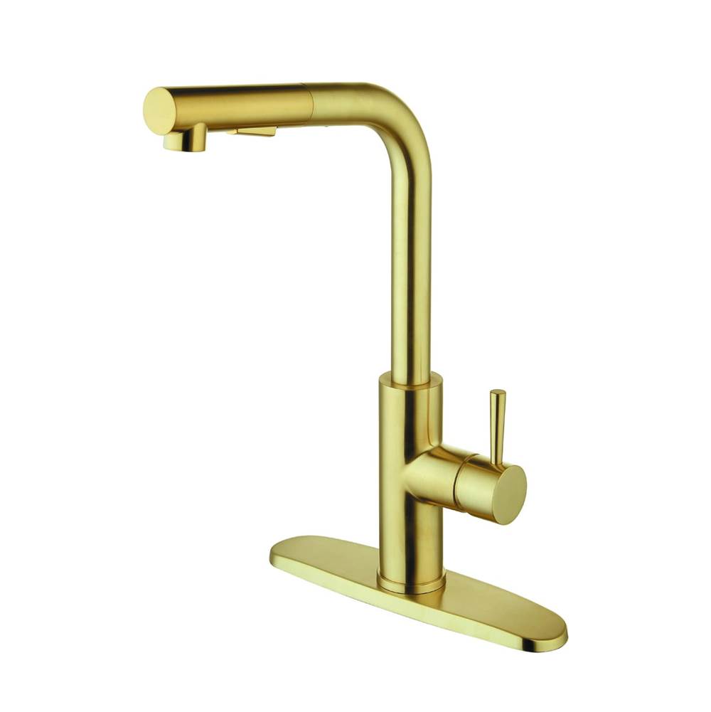 Compass Manufacturing Casmir Matte Gold Single Handle Pull Out Kitchen Faucet